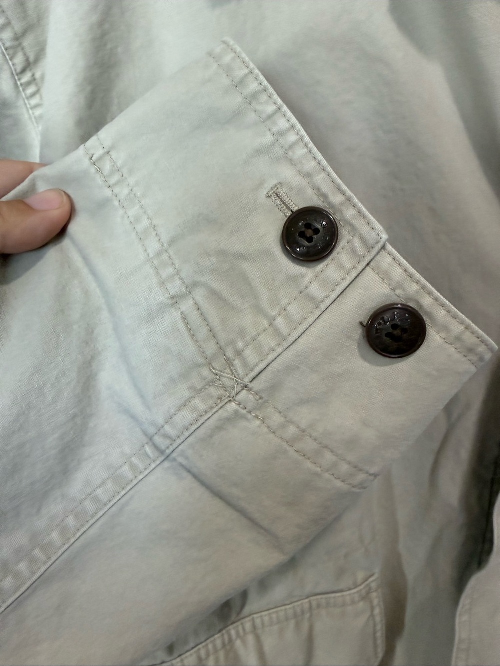 L.L.Bean Chore Jacket Canvas Barn Coat Leather Collar Beige XXL Tall - Picture 6 of 9